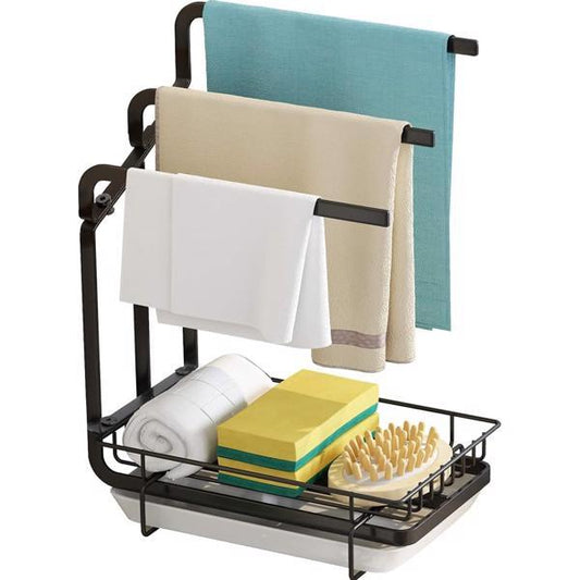 Kitchen Sink Sponge Rack With Drain Tray