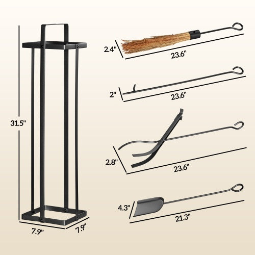 5-piece metal fireplace tool set